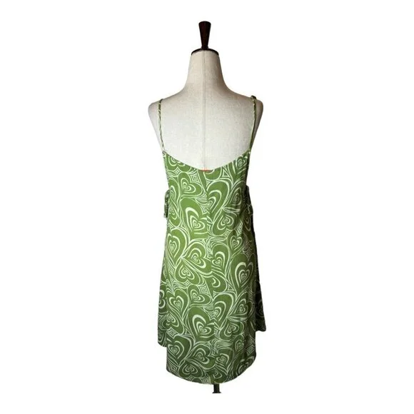 Lisa Says Gah Green And White Wild Hearts Pattern Yolande Mini Dress Size‎ M - Picture 3 of 9